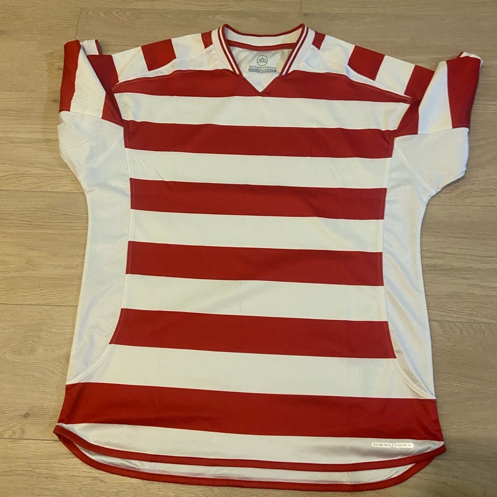Stormtech red and white striped jersey -Large